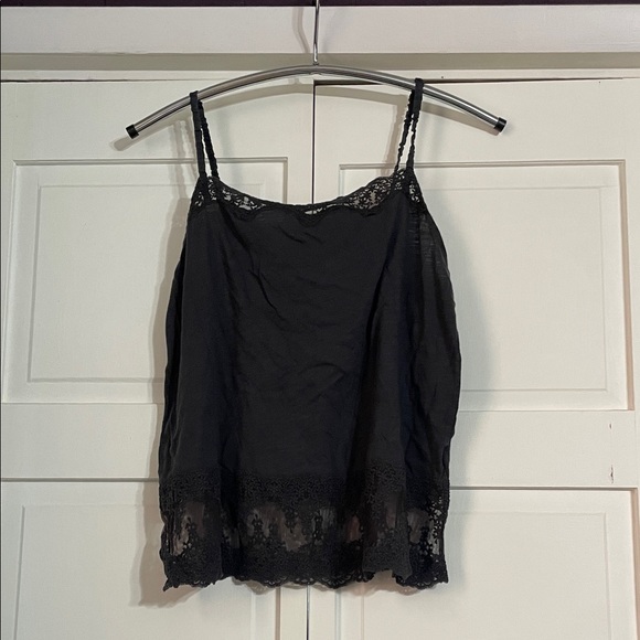 American Eagle Outfitters Tops - American Eagle Outfitters Black Lace Trim Tank Top